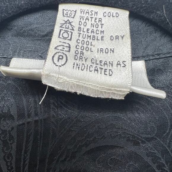 SILX By August Silk Button Down Black Silk Top Women's Size Medium Long Sleeve - Picture 8 of 11